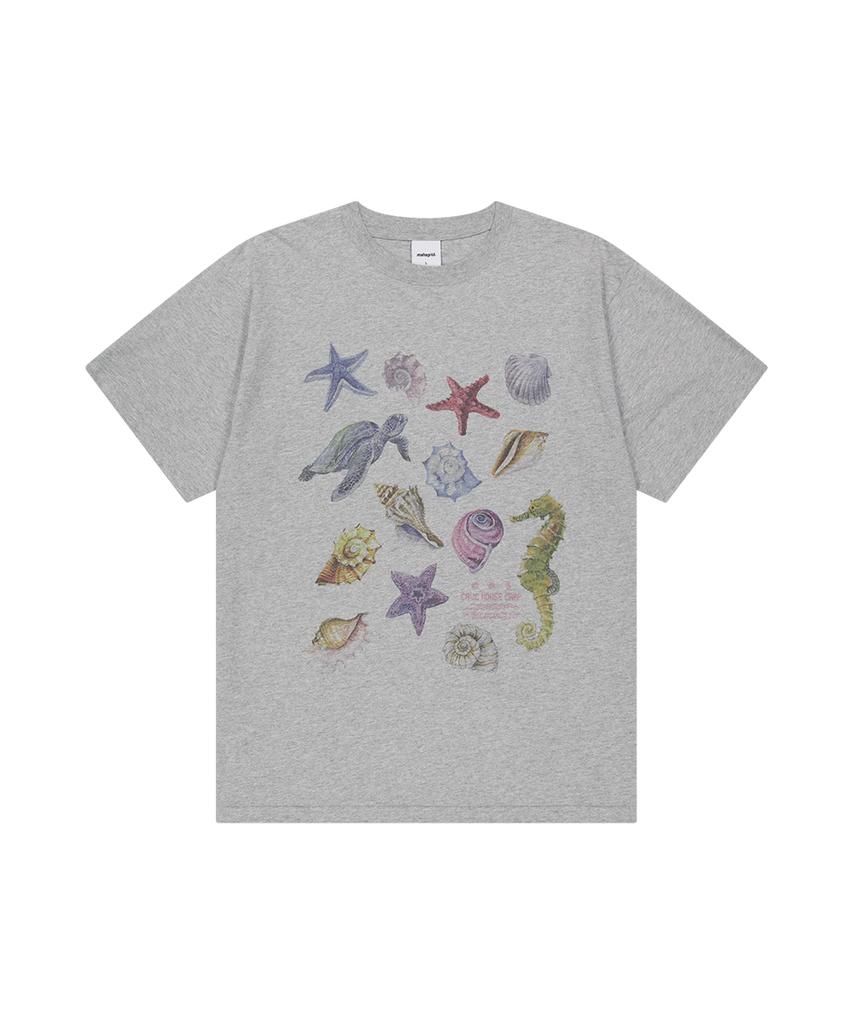 MAHAGRID Sea Shells Tee Gray(Mg2Gmmt524A)