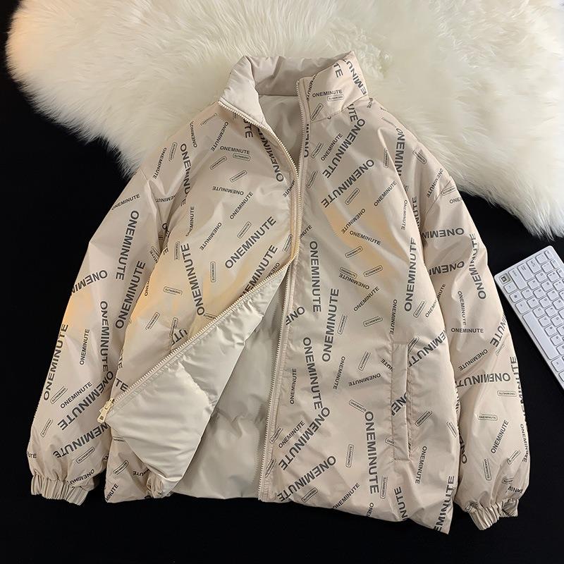 

Men Wearing Cotton-padded Clothes On Both Sides, Thickened Feather Rong Cotton Clothes In Winter, Niche Trendy Brand Ruffian Handsome Youth Jacket M хаки