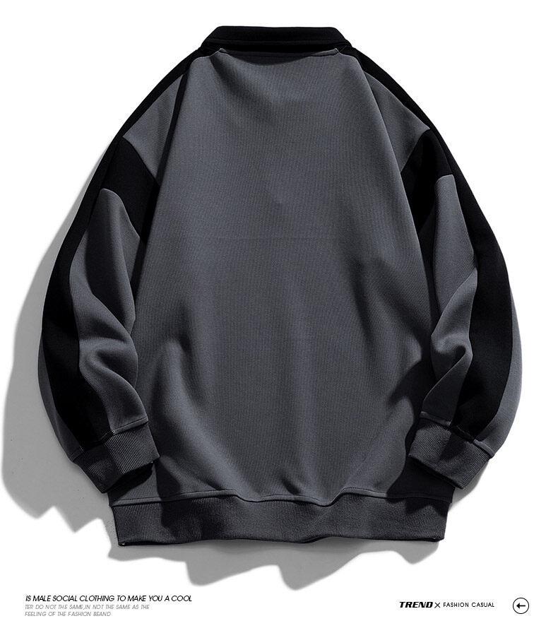 Men's Retro Color Block Lapel Zipper Hoodie - Spring/Autumn Casual Sportswear 2025