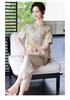 New Summer Qipao Blouse Set for Mothers: Stylish Short-Sleeved Two-Piece Outfit for Middle-Aged and Elderly Women