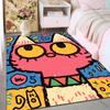 Multiple Sizes Pink Cat Cartoon Graffiti Style Carpet for Living Room Bedroom Sofa Home Decor Rus Non-slip Floor Mat Luxury Gift