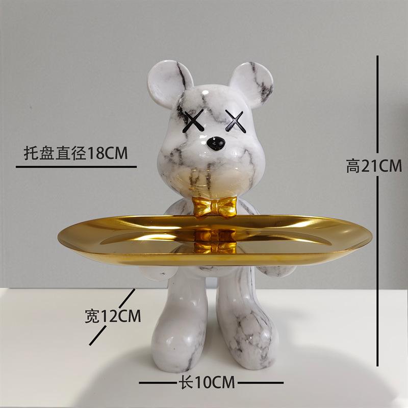 [2025 New] Cartoon Bear Tray Decor - Luxury Entryway Key Organizer, Multi-Function Resin Catchall for Living Room