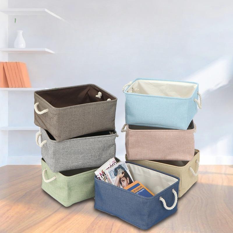 Stylish Linen Storage Basket Desktop Organizer for Home Office Organization