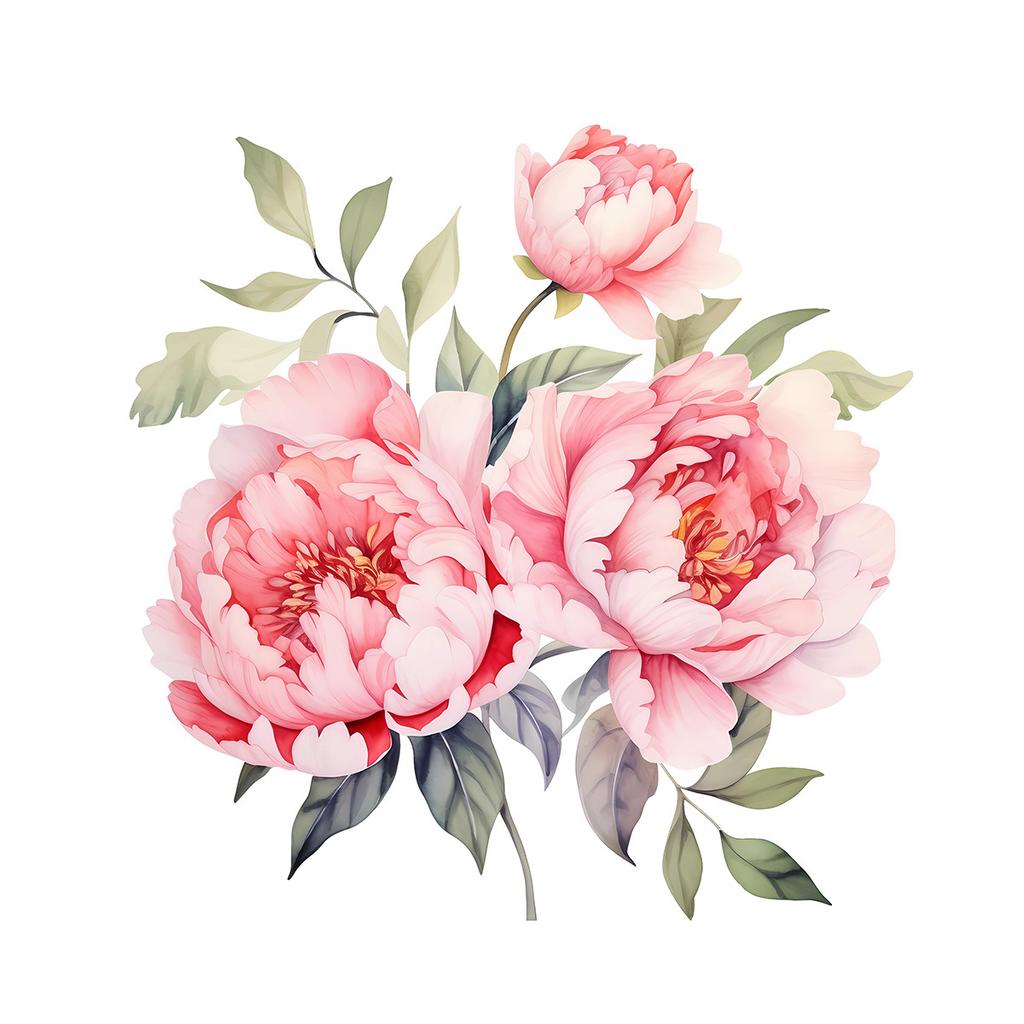 Peony Floral Wall Stickers, Self-Adhesive Decor for Bedroom Background Wall Decoration