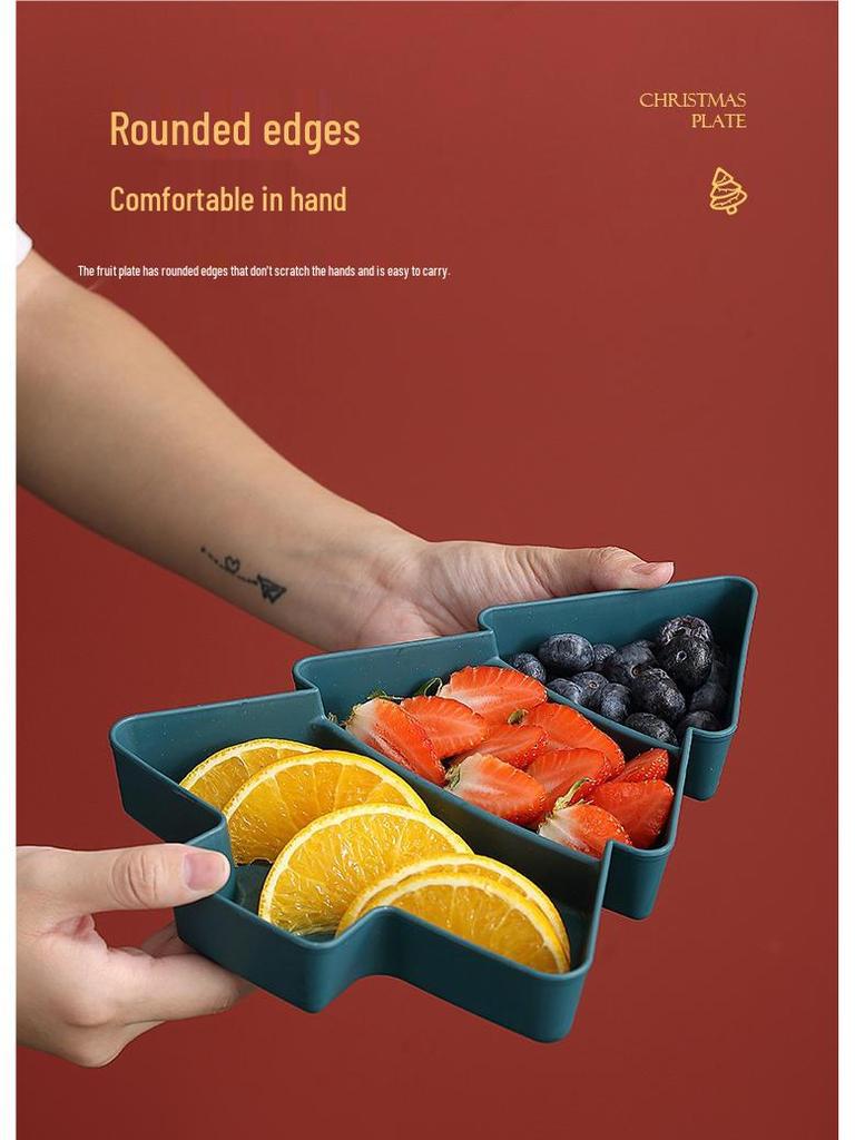 European Style Christmas Tree Snack Tray for Fruit & Appetizers - Creative, Compartmentalized, Drop-proof Tableware for Kids