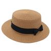 Straw Hat Female Visor Bow Flat Top French Beach Hat Mom Hat Cool Hat Ins Wind
