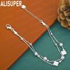 925 Sterling Silver Niche Double-Layer Four-Leaf Clover Bead Bracelet - Fashion Gift Jewelry