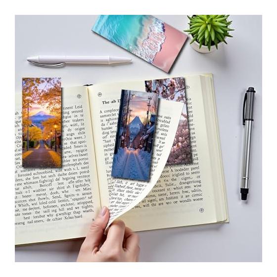 Beyond The Future Bookmark Set | Seasonal Scenery | Spring, Summer, Autumn, Winter | 8 Pieces | Lightweight, Durable, Eco-friendly Material | For
