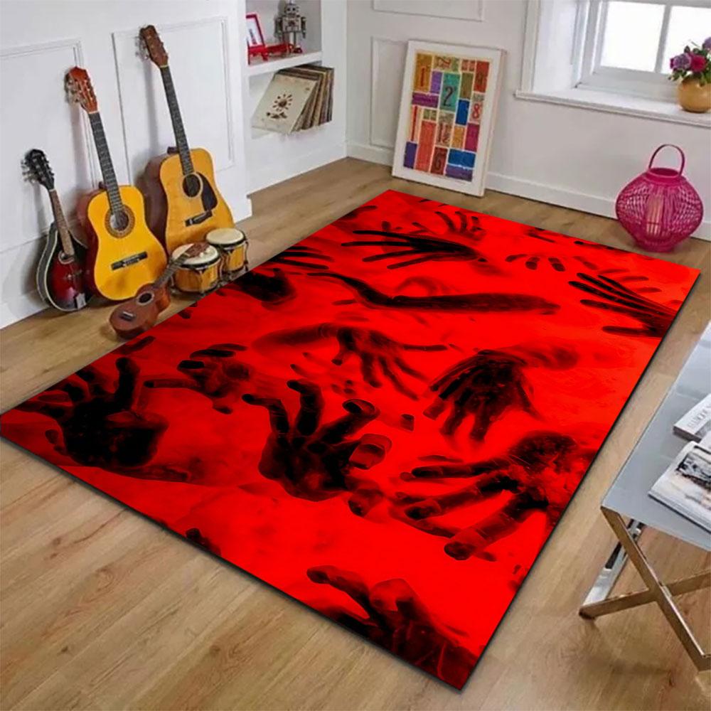 "Red Horror Hands Pattern Carpet" Patterned carpet, suitable as a non slip play mat for the living room and bedroom sofa