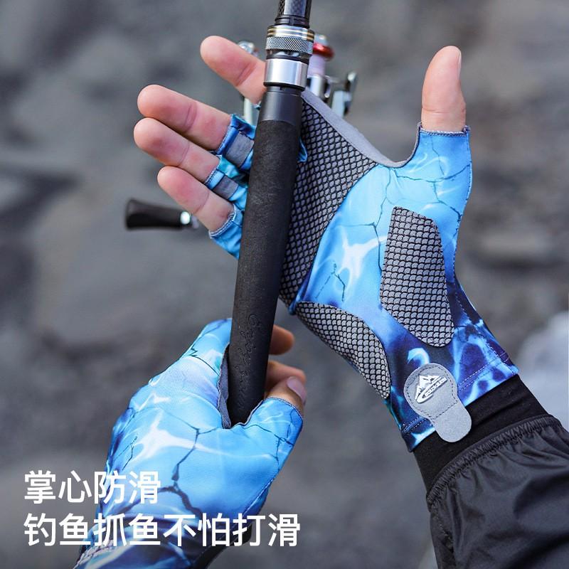 Mens Half-Finger Fishing Glove Ice Silk UV Protection Breathable Anti-Slip Wear-Resistant Cycling Outdoor