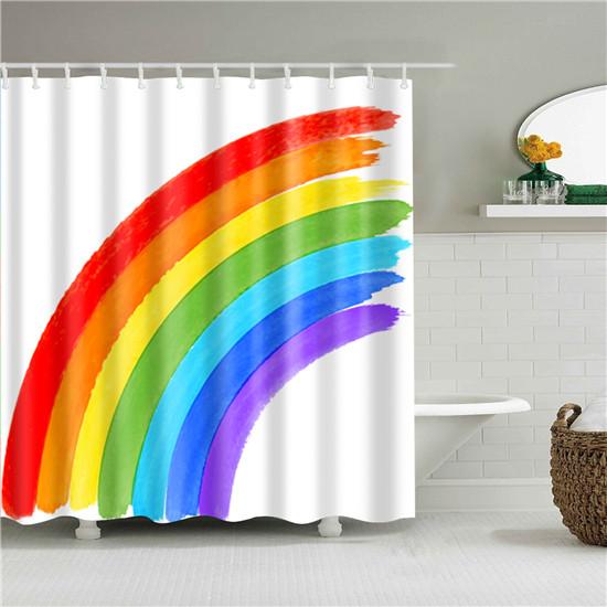 Nordic Style Geometric Stripe Wave Shower Curtains Frabic Waterproof Polyester Bathroom Curtain With Hooks