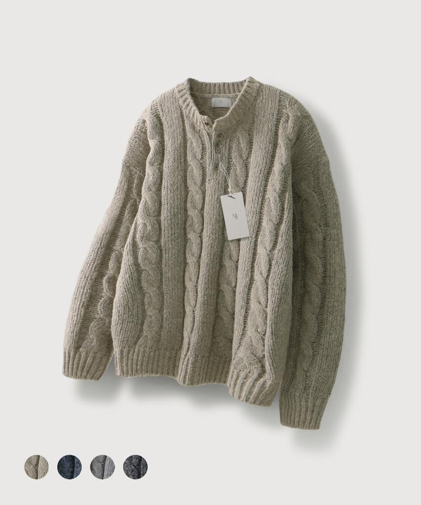 MOOD INSIDE Sono Cable Henley Neck Knit_4 Colors