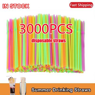 50/3000PC Colorful Black Drinking Straws Party Rietjes Kunststof Plastique Beverage Straw Wholesale Milk Tea Kitchen Accessory