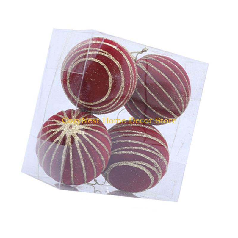 92MF 1 Box Flocking Ball Christmas Tree Decorations Multi Color Holiday Ornaments For Festival Home Party Decoration