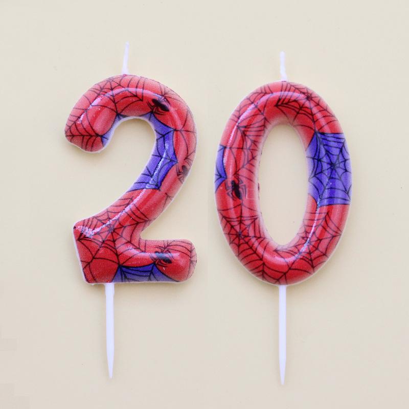 New Spider-Man Themed Number 0-9 Candle Birthday Party Scene Decoration Number Candle