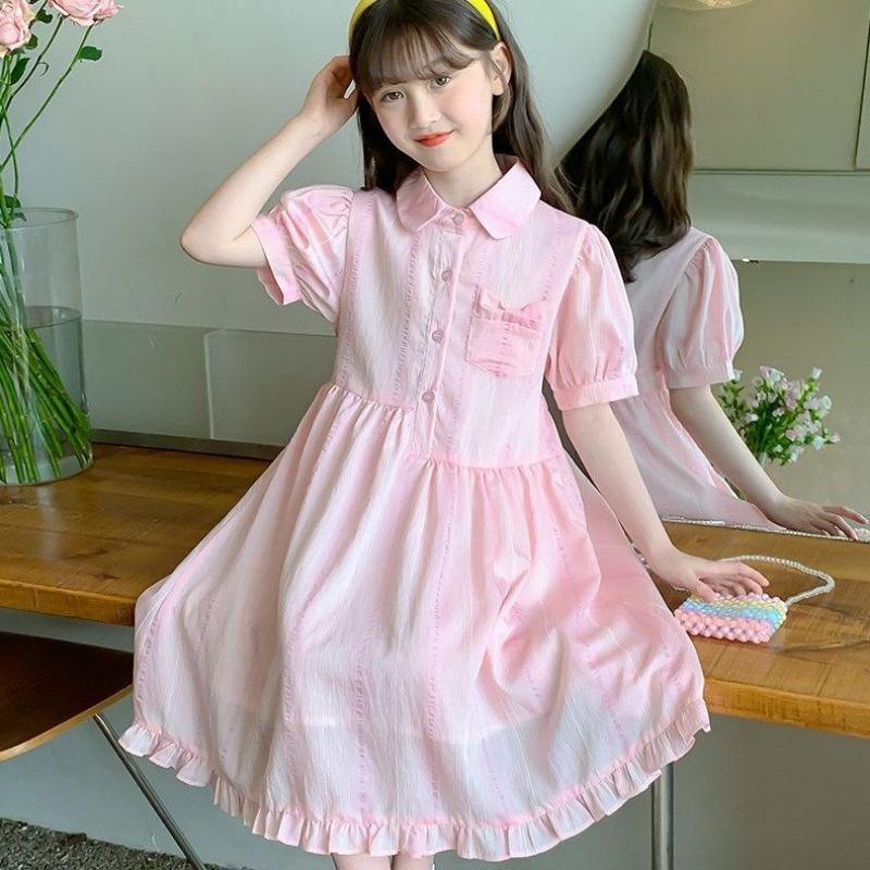Sweet Pink Dress for Girls - Summer Children s Fashionable Princess Dress 130