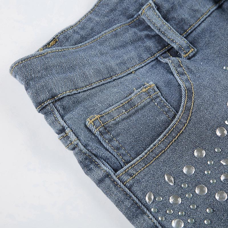 Trendy European-American Rhinestone Denim Shorts: Fashion-Forward, Versatile Streetwear