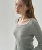 Deuloupisumeon Heart Neck Ribbed Slim Knit Top [M.Grey]