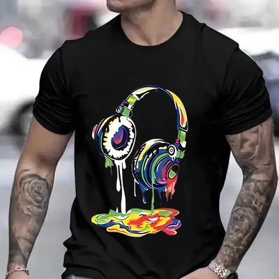 Vară Haine Oversized pentru Bărbați Hip Hop Top Grafic cu Căști Topuri Casual Streetwear Amuzante cu Imprimeu Tricou Cool