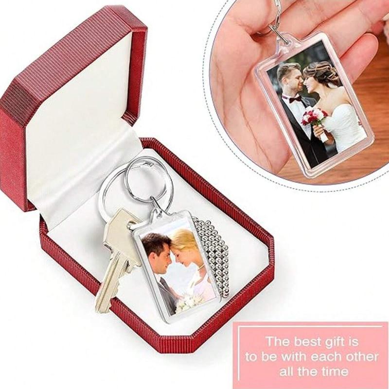 10Pc Acrylic Photo Frame Keychain Clear Picture Insert Blank Keyrings For Double-Sided Photos Diy Supplies