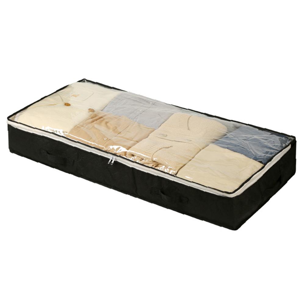 Underbed Storage Bag Foldable Transparent Window Dustproof Moisture-Proof Non-woven Fabric Clothes Organizer B