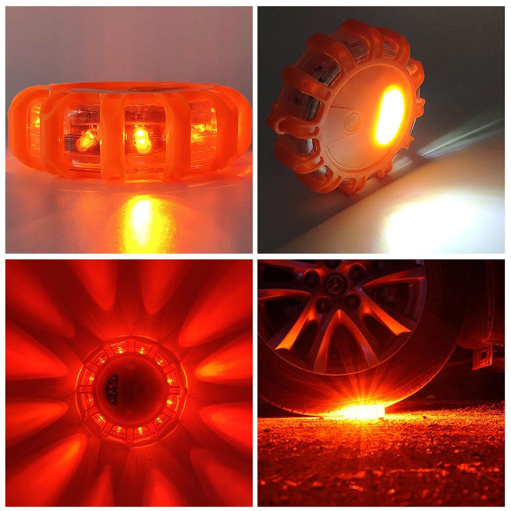Magnetische LED Auto Straßenfackeln Notlichter Straßenwarnung Autosicherheitsbake Blinkende Scheibe Fackelset mit Magnetfuß
