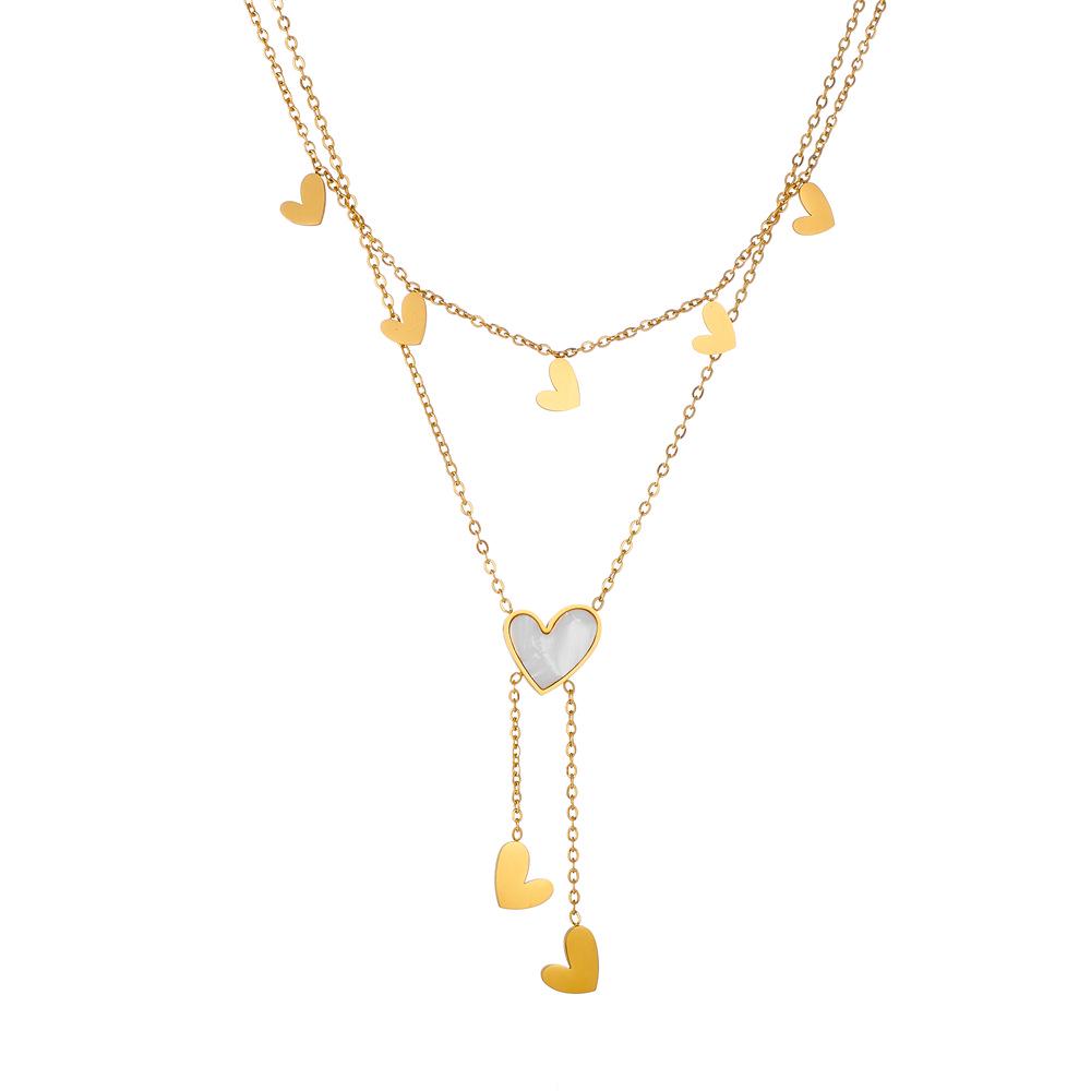 18K Gold-Plated Titanium Steel Heart, Star, Moon Tassel Anklet for Women