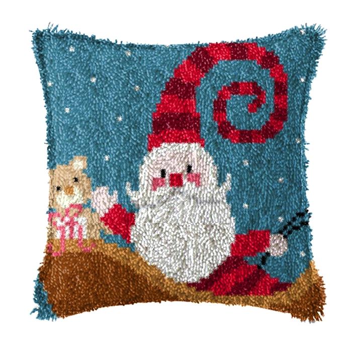 Christmas Deer Latch Hook Kit Santa Claus Knot Pillow Package Embroidery Latch Hook Kits Cushion Pillowcase Set For Needlework