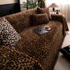 Winter Thickened Warm Leopard Print Plush Sofa Seat Cushion Solid Color Sofa Cover Cloth Sofa Seat Cushion Living Room
