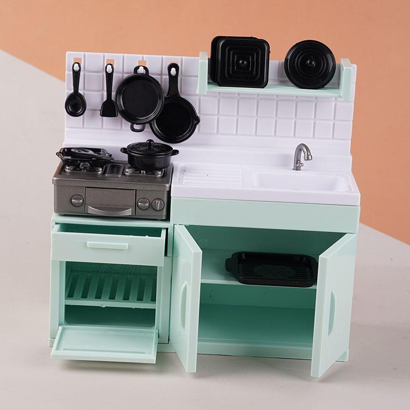 1 Set Compact Kitchenware Kit Mini Model Stove Kitchen Scene Simulation Children'S Doll Play Home Toy Ornament For Playtime Fun