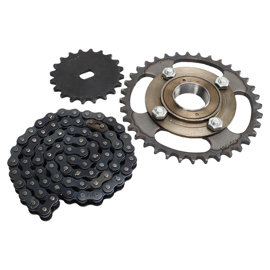 36T Chainring with Toothless Flywheel 420 Chain 20 Tooth Sprocket for DIY Scooter Bicycle