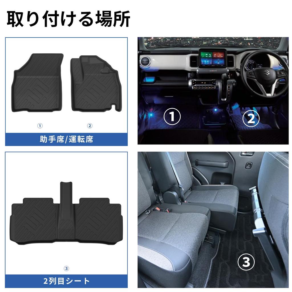 ZUNDUO 3D TPE All-Weather Floor Mats 3PC Set for Suzuki XBEE MN71S MND1S Late Model (2025-Present) / Waterproof Custom Interior Liner