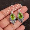 Natural Peridot Gemstone 925 Sterling Silver Jewelry Handmade Drop Earrings 1.9" EE-85-4