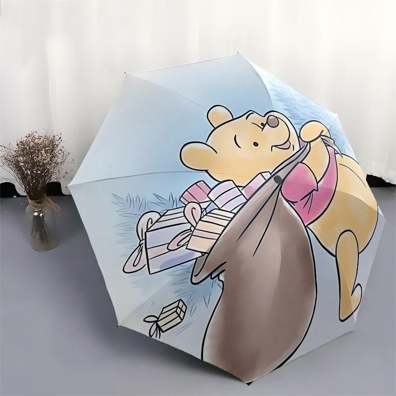 Winnie and Friends Themed Travel Umbrella-8 Ribs Automatic Opening and Closing, Portable Folding Design, Compact and Stylish Umbrella