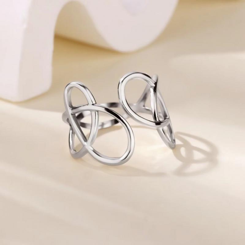 European & American Fashion Stainless Steel Geometric Open Ring - Hip Hop Style for Women