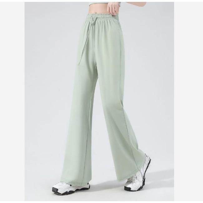Summer Loose Flare Pants Ice Silk Sunscreen Slim Fit Versatile Long Trousers for Women