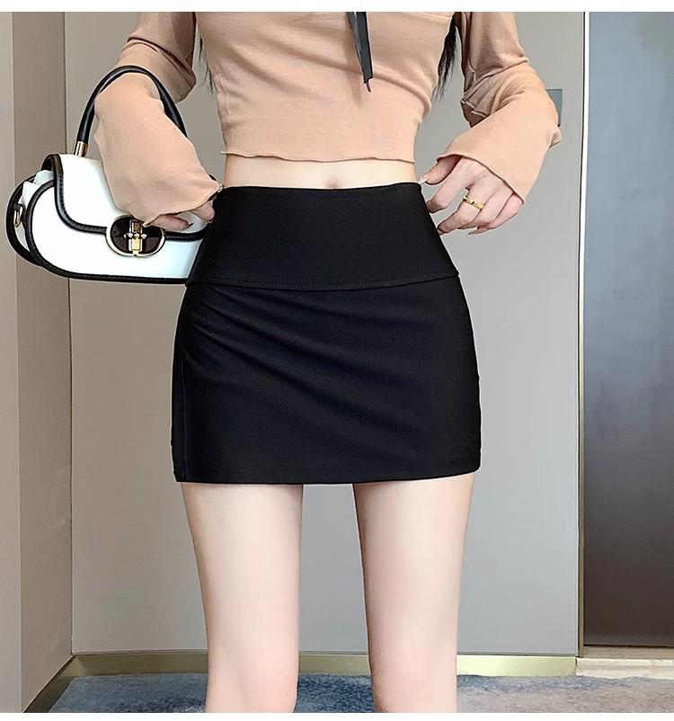 High-Waisted A-Line Short Skirt - Women's Spring Fashion with Anti-Exposure Style and Patchwork Design