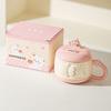 Cute Girl Cartoon Chubby Ceramic Mug with Lid Mobile Phone Stand Cup Birthday Gift Water Cup Souvenir