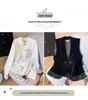 Elegant Embroidered Gold Velvet Stand Collar Waistcoat