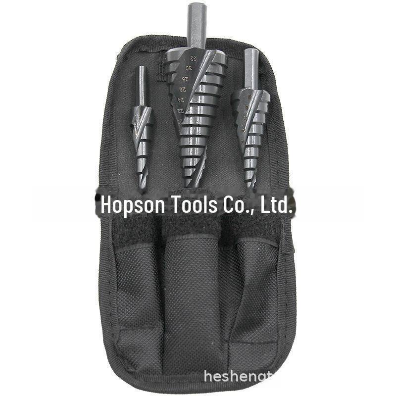 3-Piece Titanium-Coated Spiral Groove Step Drill Set with Triangular Handle