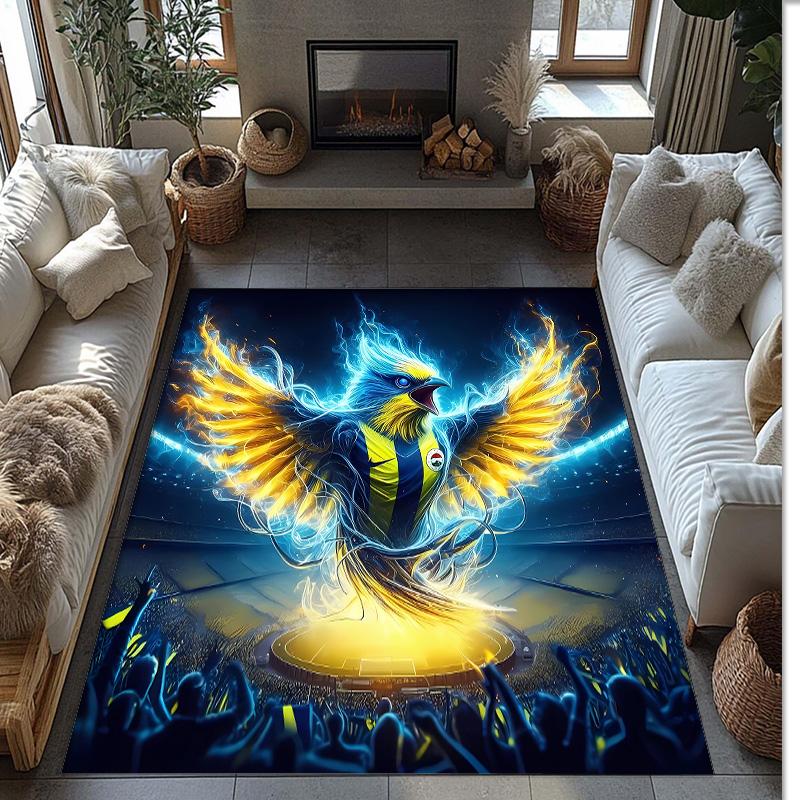fenerbahce Printed Crystal Velvet Area Rug, Soft Anti-Slip Water Absorbent Floor Mat for Living Room Bedroom