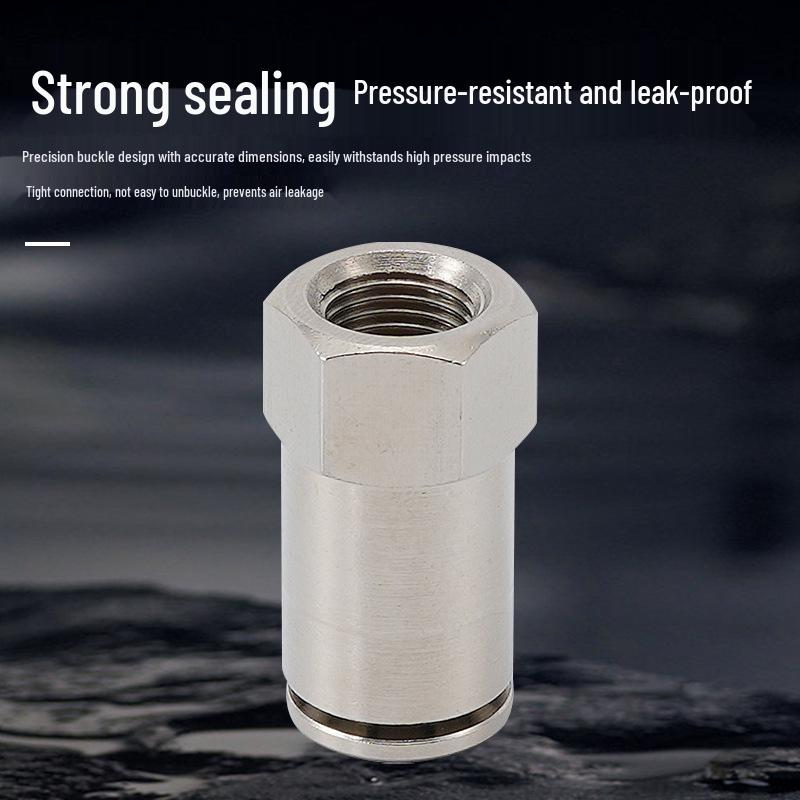 Stainless Steel Pneumatic Quick Connect Hose Fitting, Internal Thread, Straight Through, PCF Series
