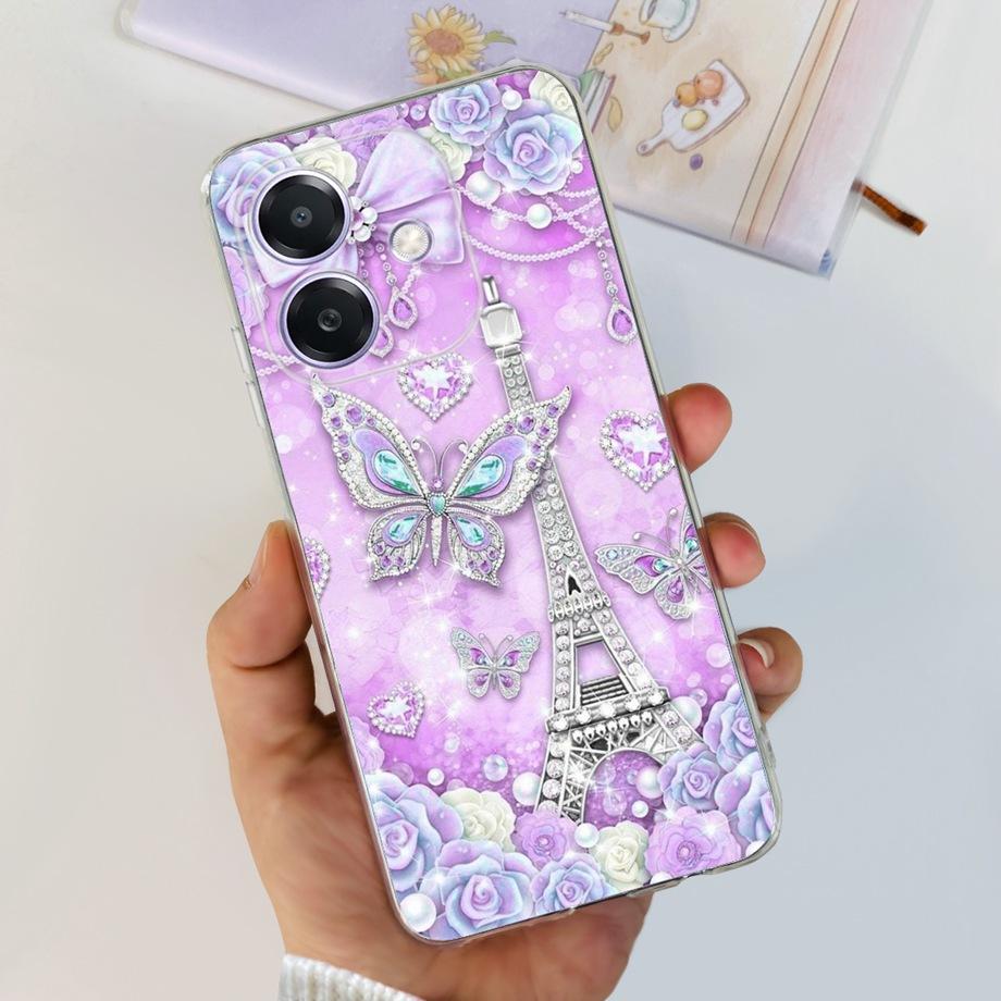 

For Oppo A3x A3 Pro Phone Case Soft Silicone Back Cover Flower Butterfly Love Heart Slim Matte Funda OppoA3 A3Pro OppoA2 CPH2683 Oppo A3x 4G