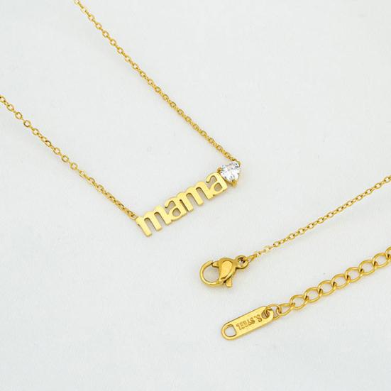 Mama Pendant Necklace Sparkling Cubic Zirconia Heart Necklace Women Elegant Necklace Mother's Day or Birthday Gift for Mom