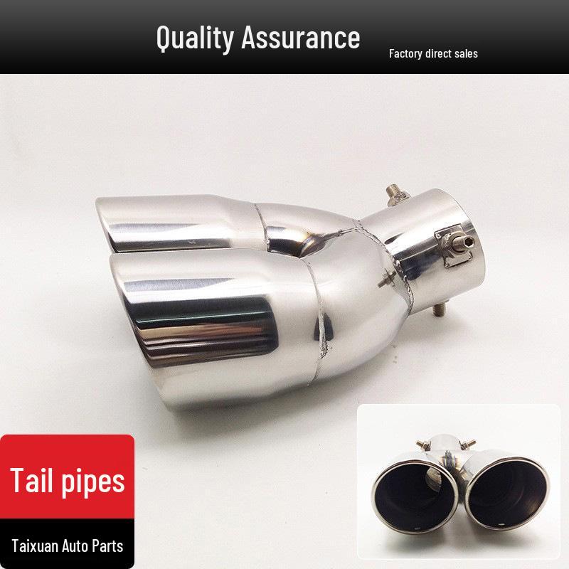 390 Dual-Outlet Stainless Tailpipe for CHR 18-20, Prius, IZOA, Escort - Curved Silver Design