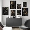 Black Gold Animals King Gorilla Lion Posters Prints Rabbit Elephant Canvas Paintings Wall Art Picture for Living Room Home Decor