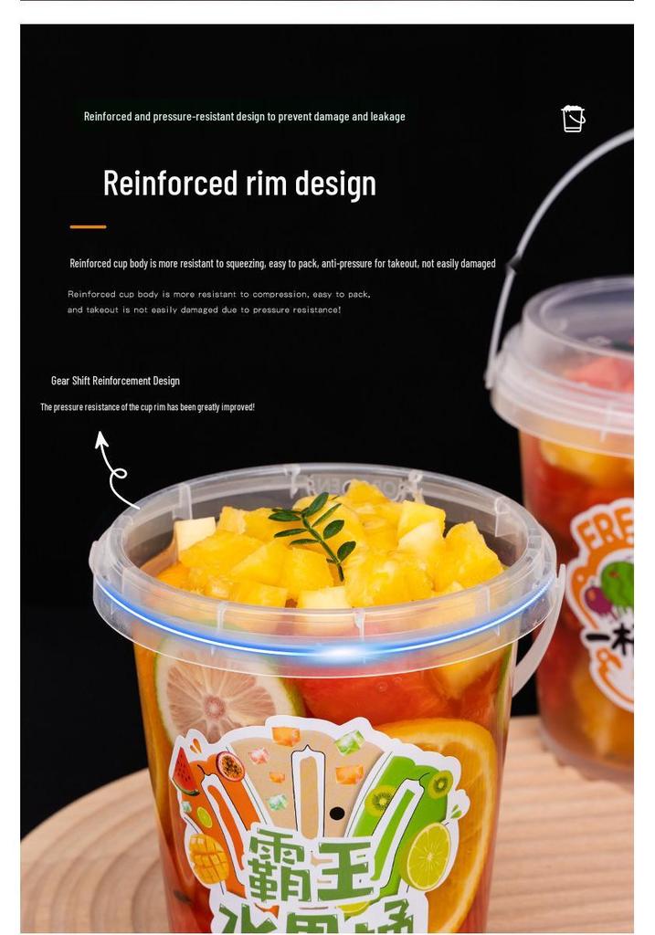 1000ml Disposable Fruit Tea Cup - Large Capacity Handheld Bucket for Milk Tea
