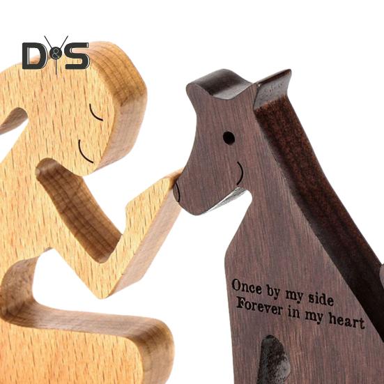 2Pcs Dog Memorial Gifts for Women Wooden Carving Dog Ornaments Loss of Dog Sympathy Gift Shake Head Feature Comforting Remembrance Figurine
