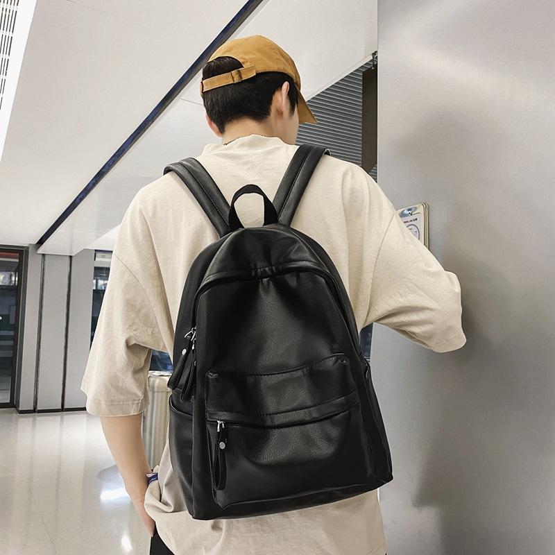 Schoolbag Schoolbag Female College Student High School Junior High School Student Simple Versatile Retro PU Leather Backpack 1011 New Niche Backpack
