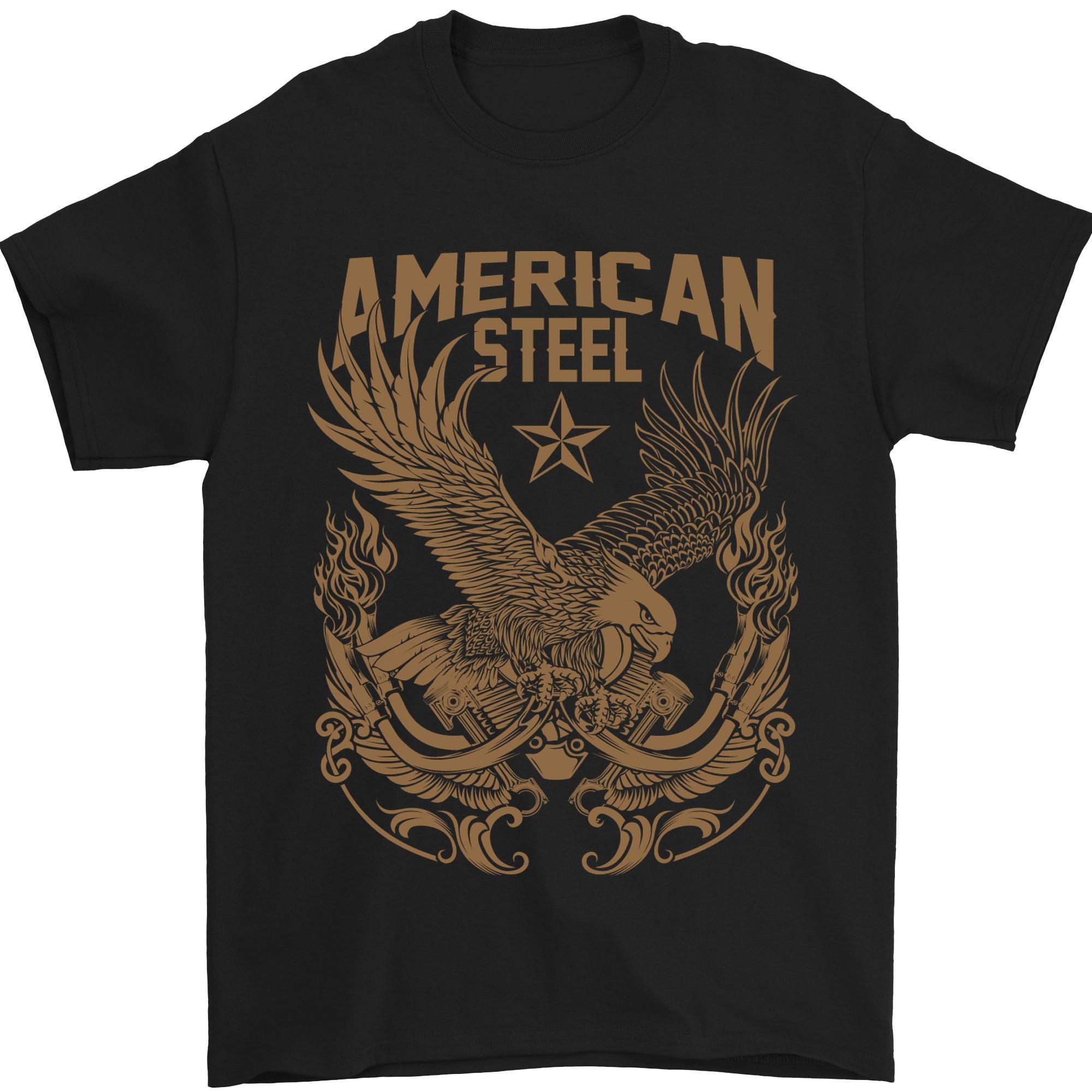 

American Steel Motorbike Motorcycle Biker T-Shirt 100% Cotton O-Neck Short Sleeve Summer Casual Mens T-shirt Streetwear - Men... S разноцветный